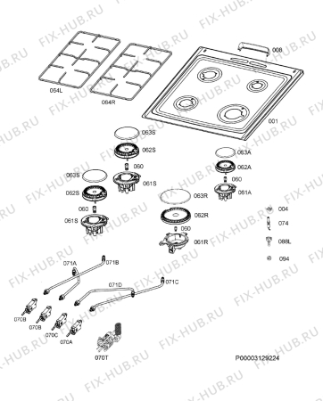 Взрыв-схема плиты (духовки) Zanussi ZCG9210N1W - Схема узла Hob